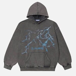 Aelfric Eden Washed Lightning Print Hoodie